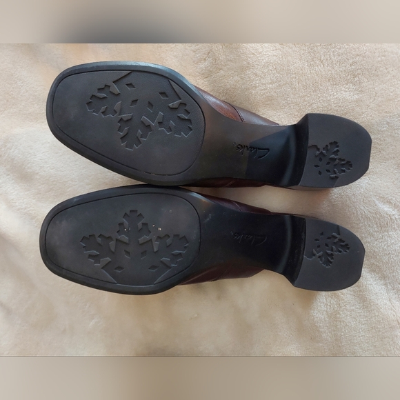 Clarks Leather Backless Heeled Mule Slip On Shoes Brown Size 10 79689 - Picture 5 of 9